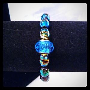 Blue/Gold Glass Bracelet
